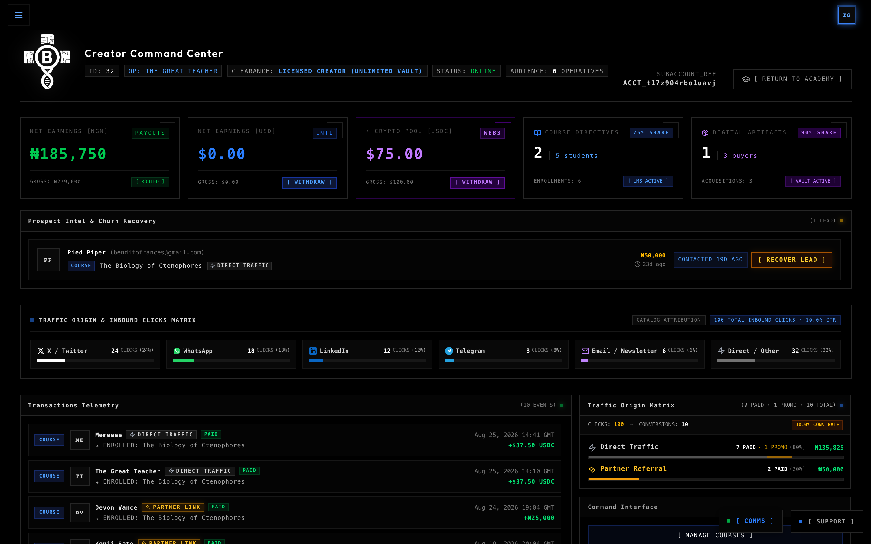 Creator Command Center HUD