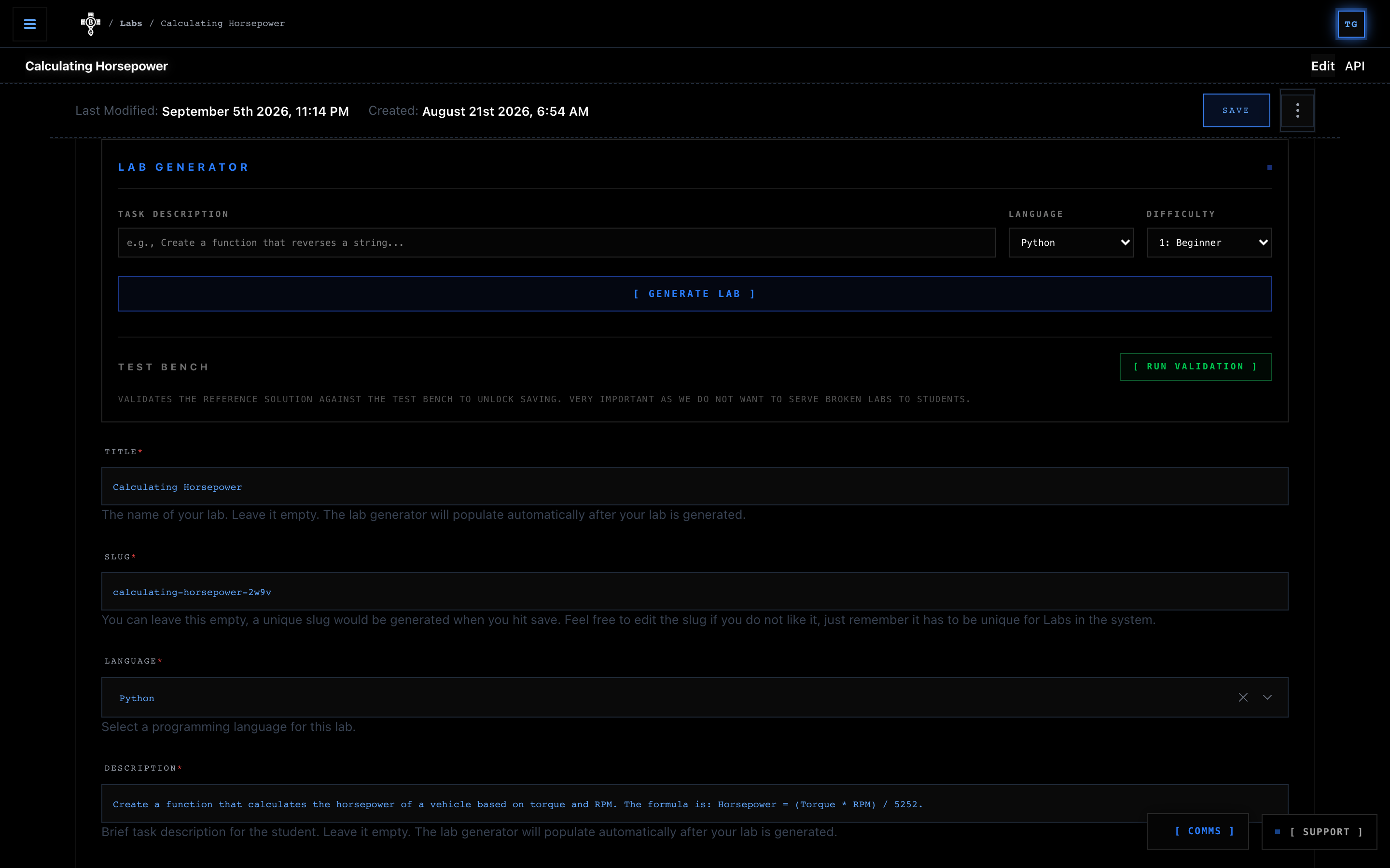 Interactive Lab Scaffolder UI